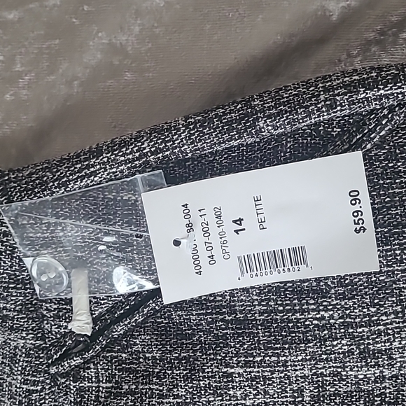 cleo, Size 14 Petite, Straight Leg Trousers with Slimming Panel, Black and White - Picture 3 of 7